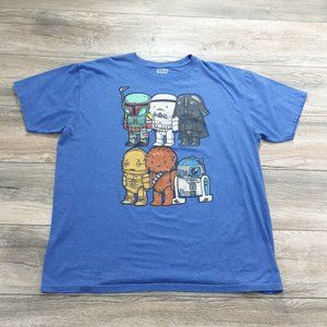 Star Wars Mens 2XL T Shirt Short Sleeves Kids Children Young Luke C3PO Vader
